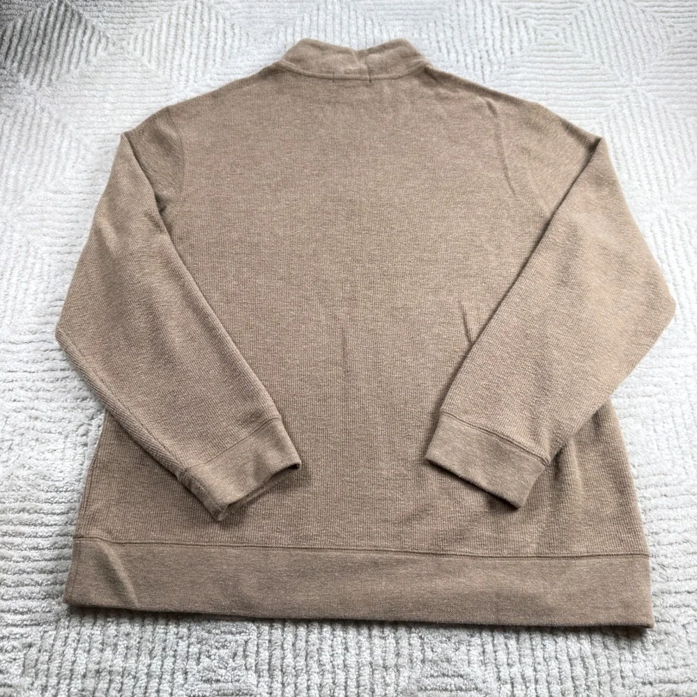Banana Republic Quarter Zip Men XL Tan Heathered Sweater Old Money Quiet Luxury